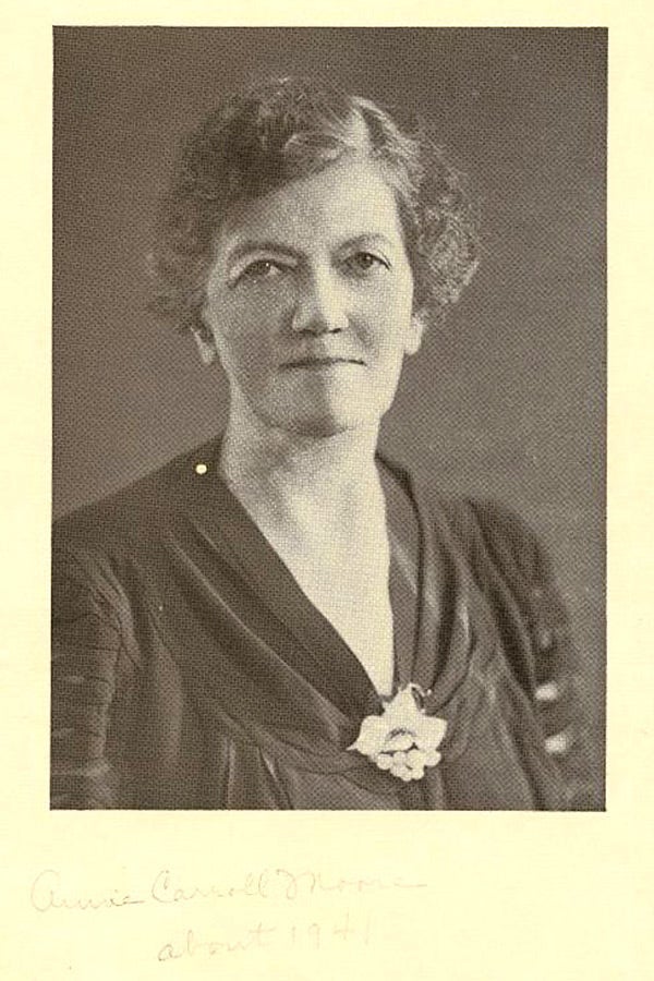 Photograph of Anne Carroll Moore.