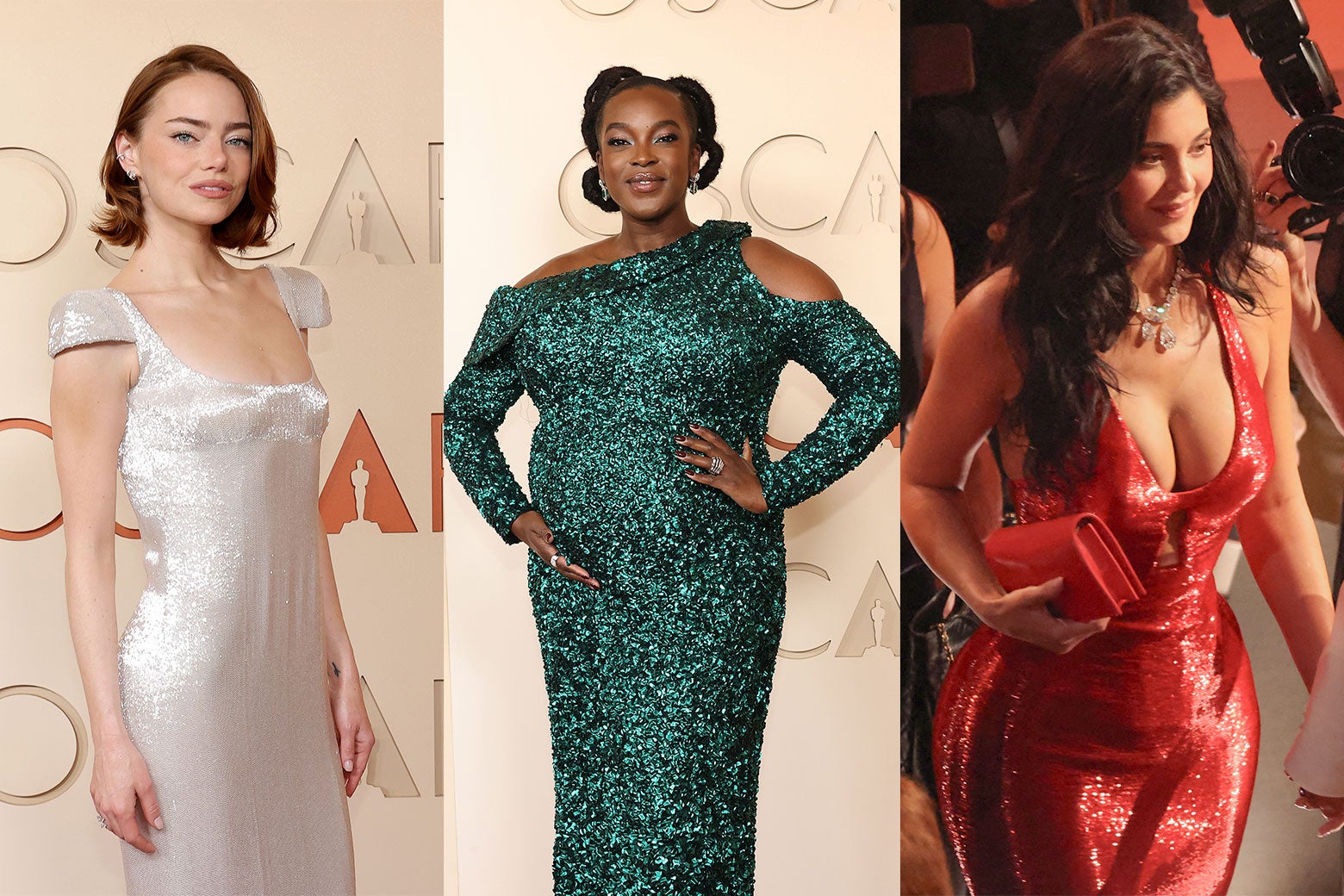 Emma Stone, Wunmi Mosaku, and Kylie Jenner at the 2026 Oscars