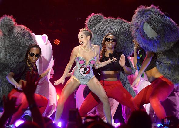 Miley Cyrus performs during the 2013 MTV Video Music Awards at the Barclays Center on August 25, 2013 in the Brooklyn borough of New York City. 