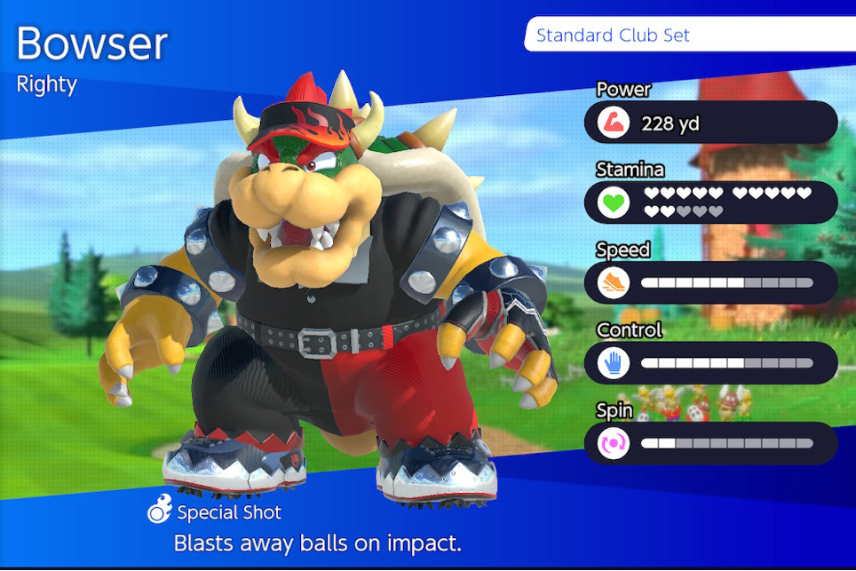 Bowser character selection screen.