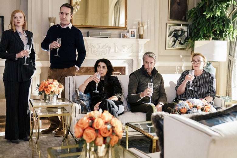 Sarah Snook, Matthew Macfadyen, Hiam Abbass, Alan Ruck, and J. Smith-Cameron in Succession.