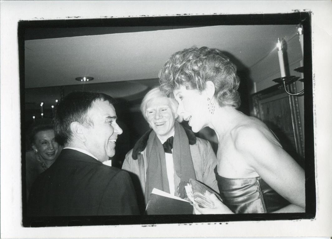 Andy Warhol with Nancy Reagan's Decorator, Ted Garber, and Betsy Bloomingdale at an Inauguration Party, 1981