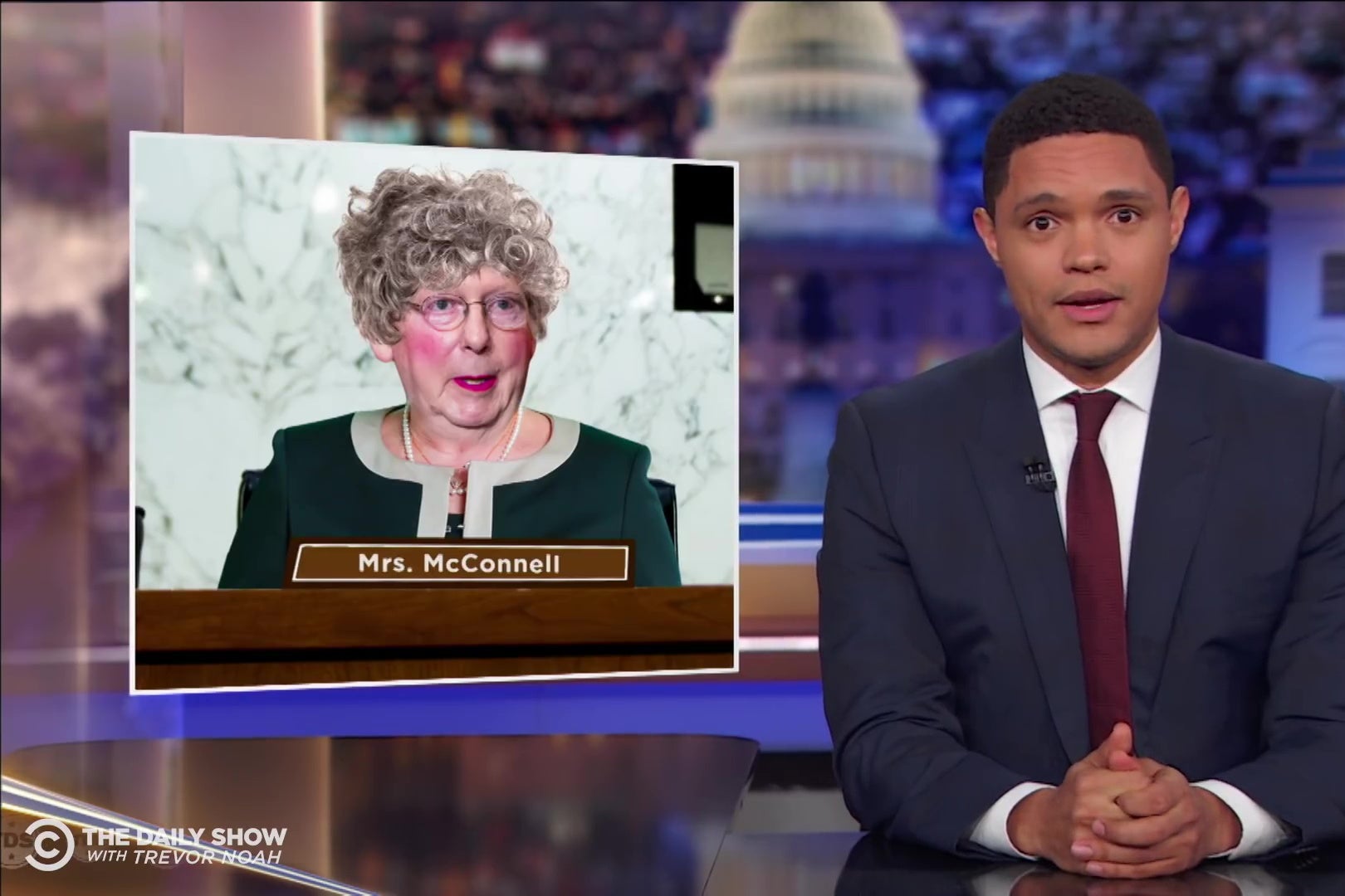 Trevor Noah on the Kavanaugh hearings: Mitch McConnell will have to pull a  Mrs. Doubtfire to get through it.