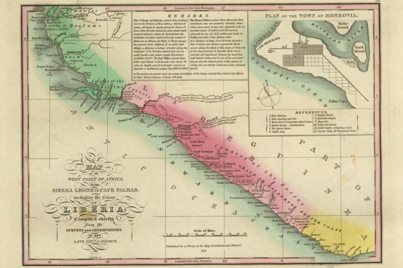 A map of the west coast of Africa, from Sierra Leone to Cape Palmas.