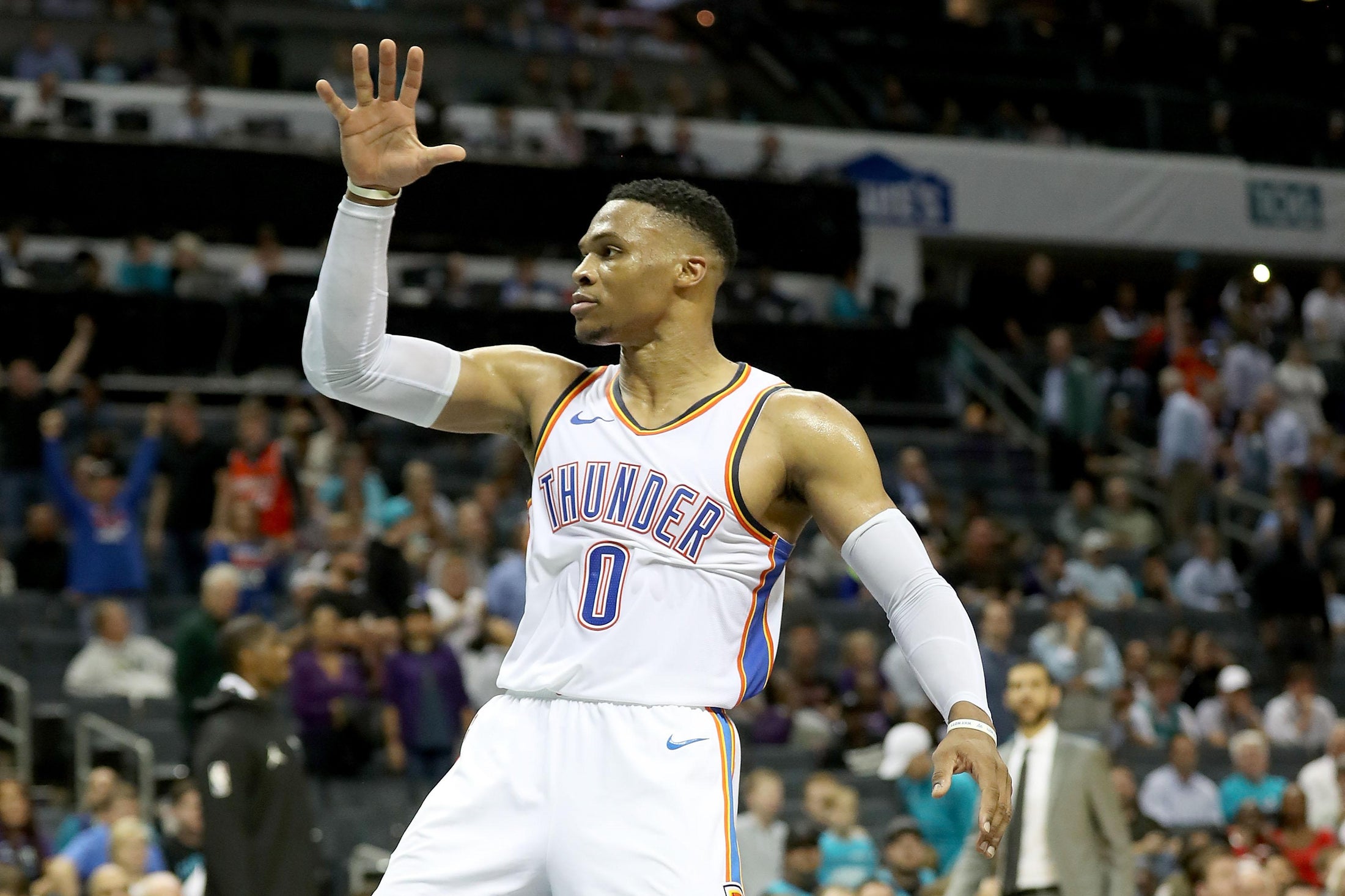Russell Westbrook’s “rock the baby” taunt is sweeping the NBA.