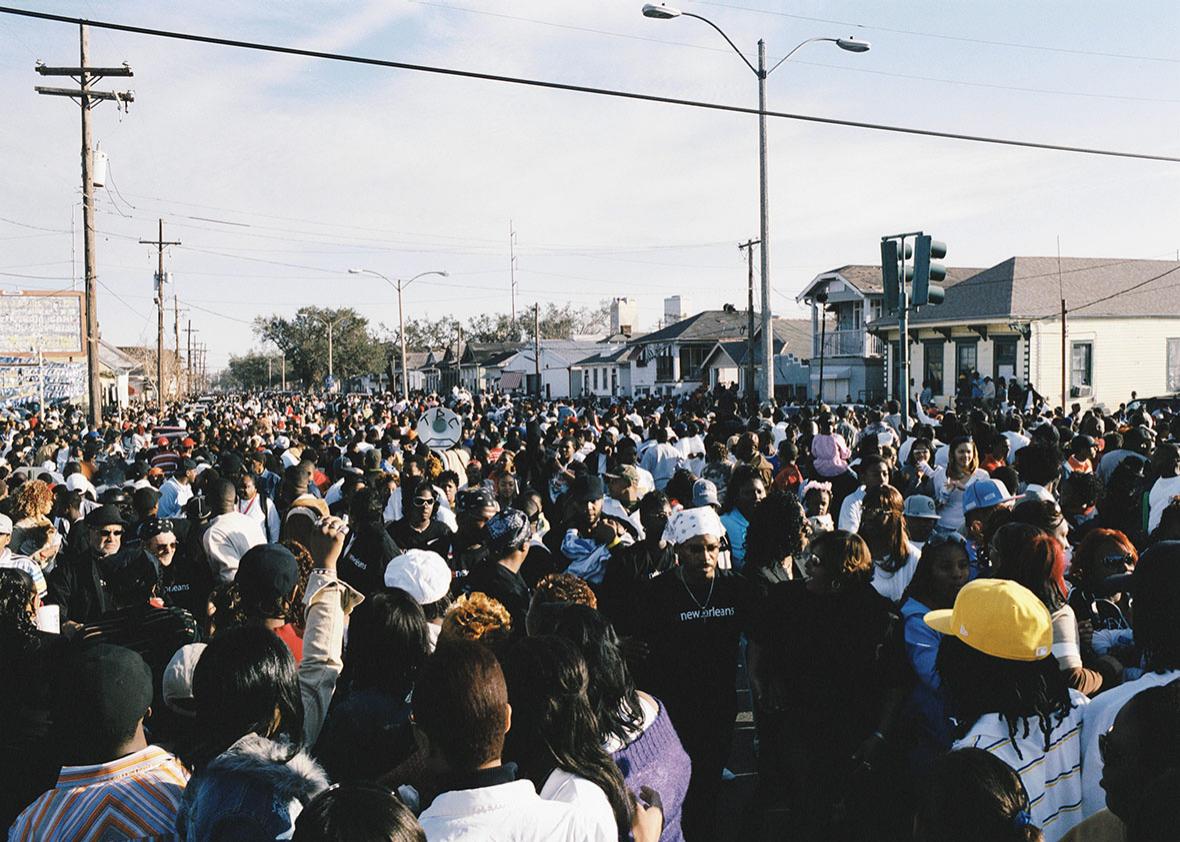 The To Be Continued Brass Band approaches the end of the parade 