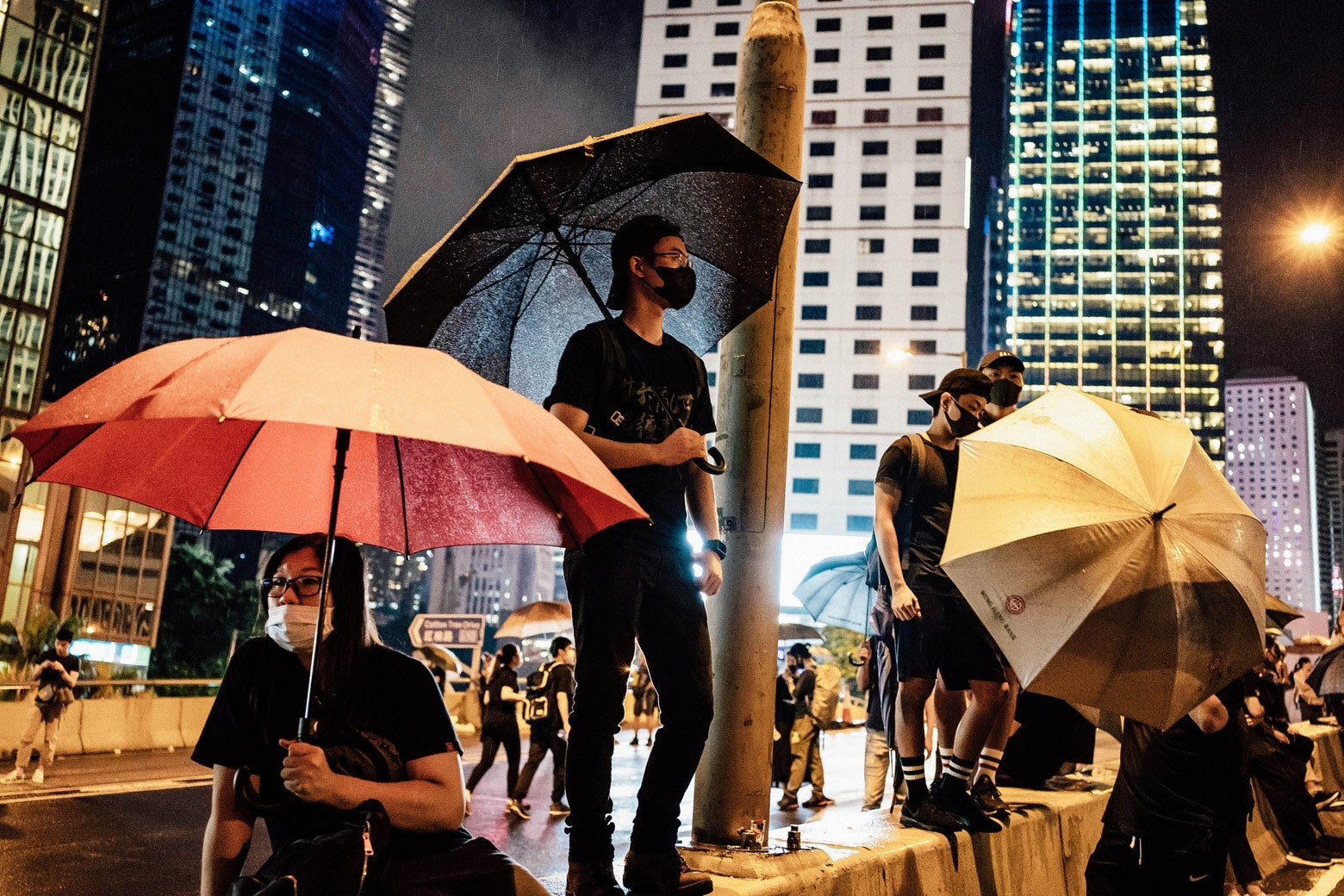 Protesters gather outside the Central Government Complex after a demonstration in Hong Kong.