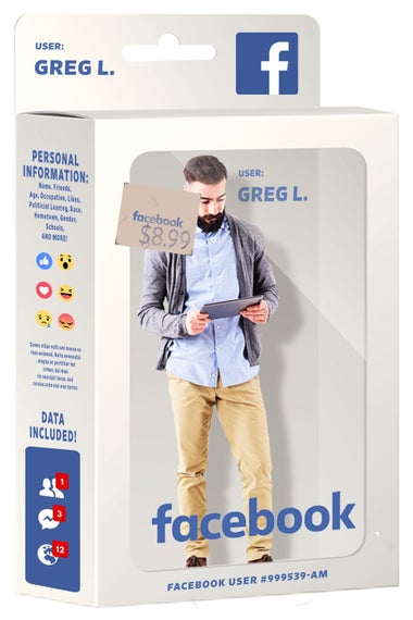 Man in Facebook product box.