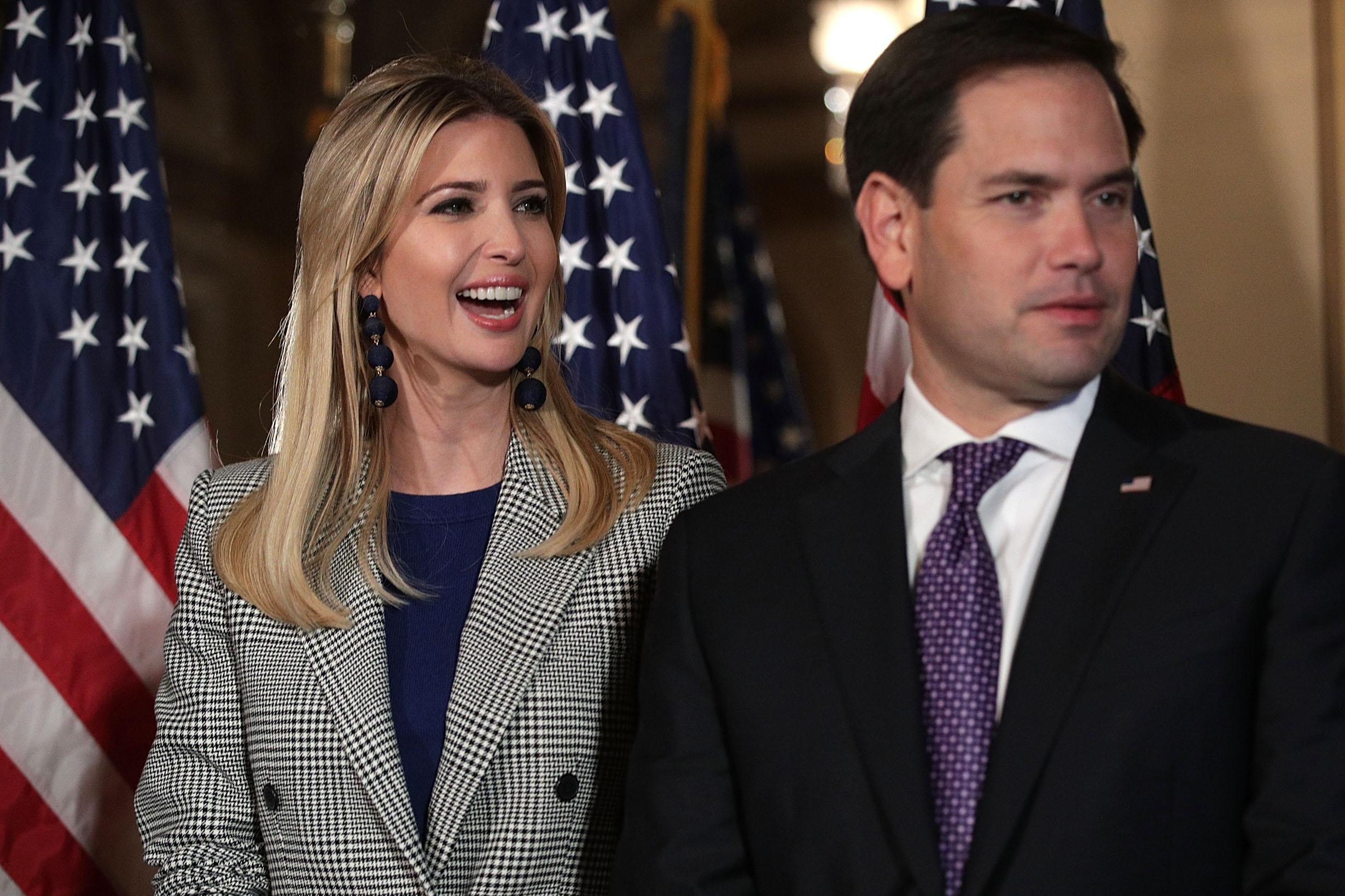 Sen. Marco Rubio and Ivanka Trump attend a news conference October 25, 2017 at the Capitol in Washington, D.C.
