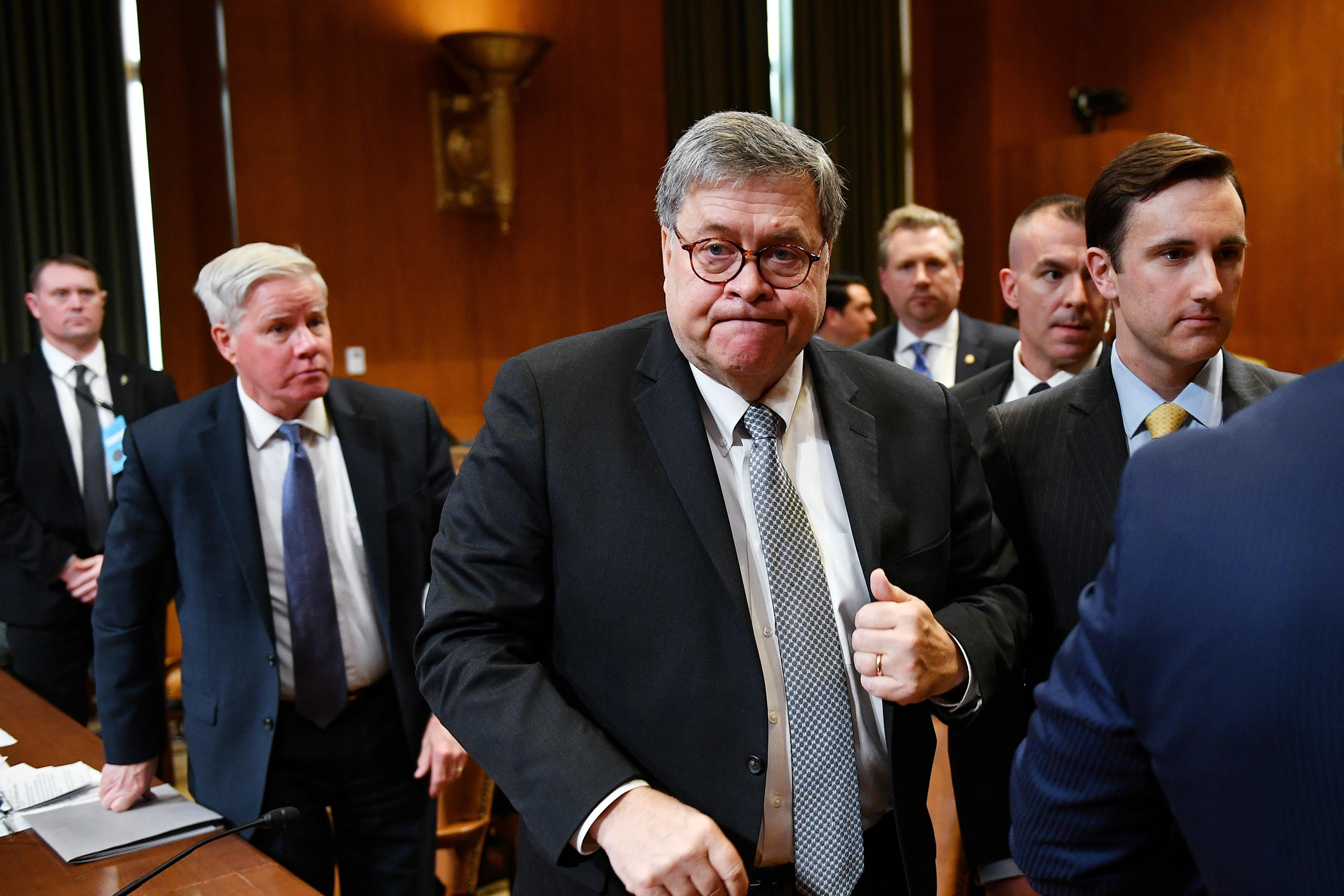 Attorney General William Barr is seen during a hearing on the Department of Justice Budget Request for fiscal 2020, on Capitol Hill on Wednesday.