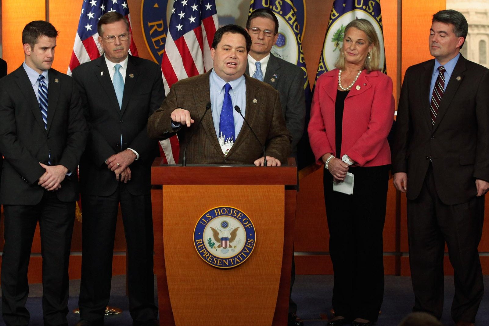 Rep. Blake Farenthold speaks at a news conference with other Republican members of Congress in 2011.