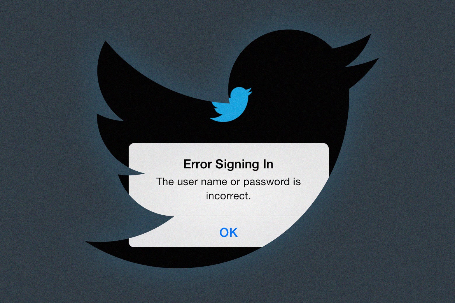 A Twitter bird and a failed login field.