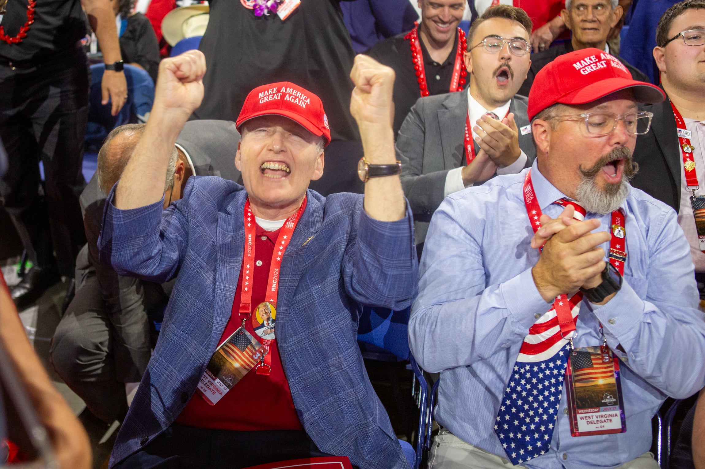 West Virginia delegates lose their minds as Kellyanne Conway takes the stage at the RNC.