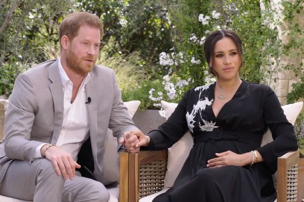 Meghan and Harry during the Oprah interview.