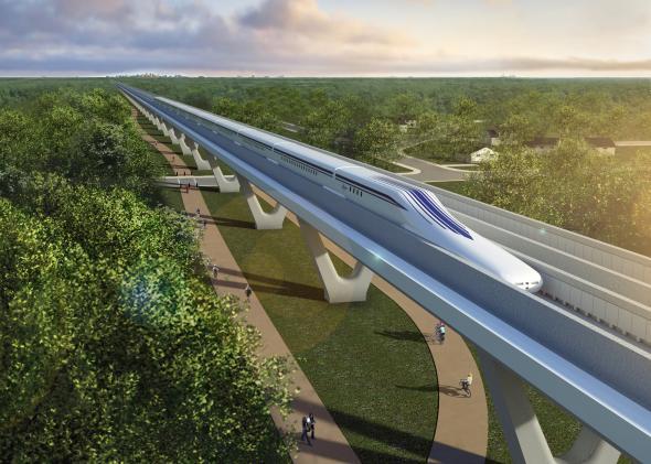 Maglev trains can travel upwards of 350 mph, floating inches above a guideway thanks to superconducting magnets.