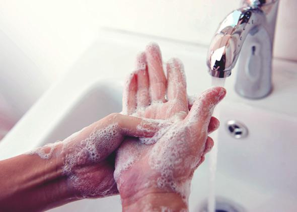 washing hands.