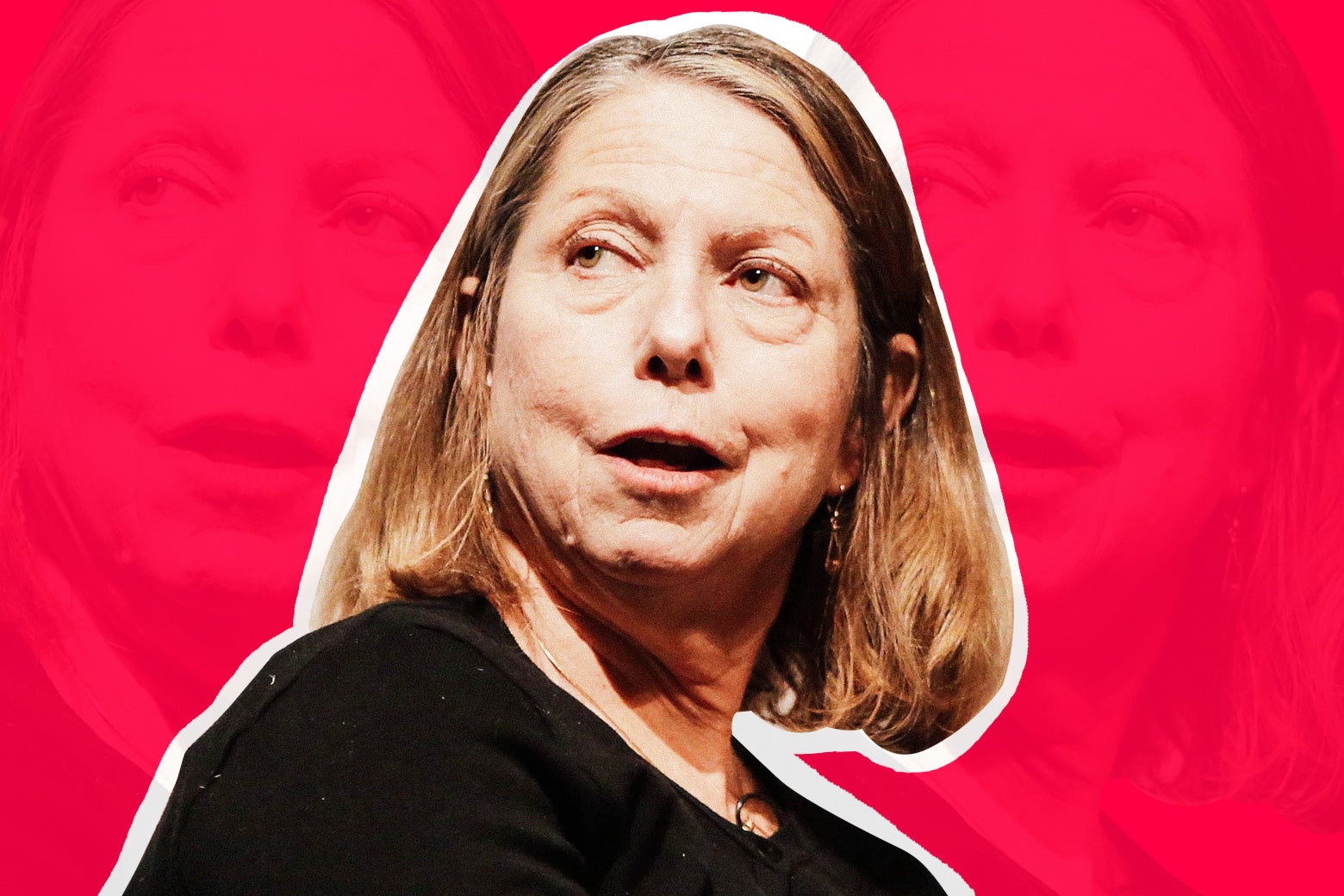Jill Abramson on a pink background.