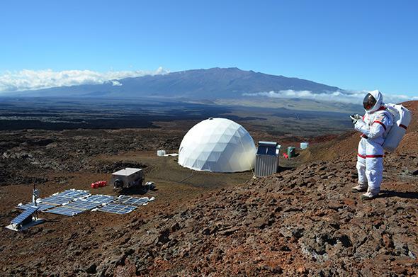 Author Kate Greene during a mock Mars mission.