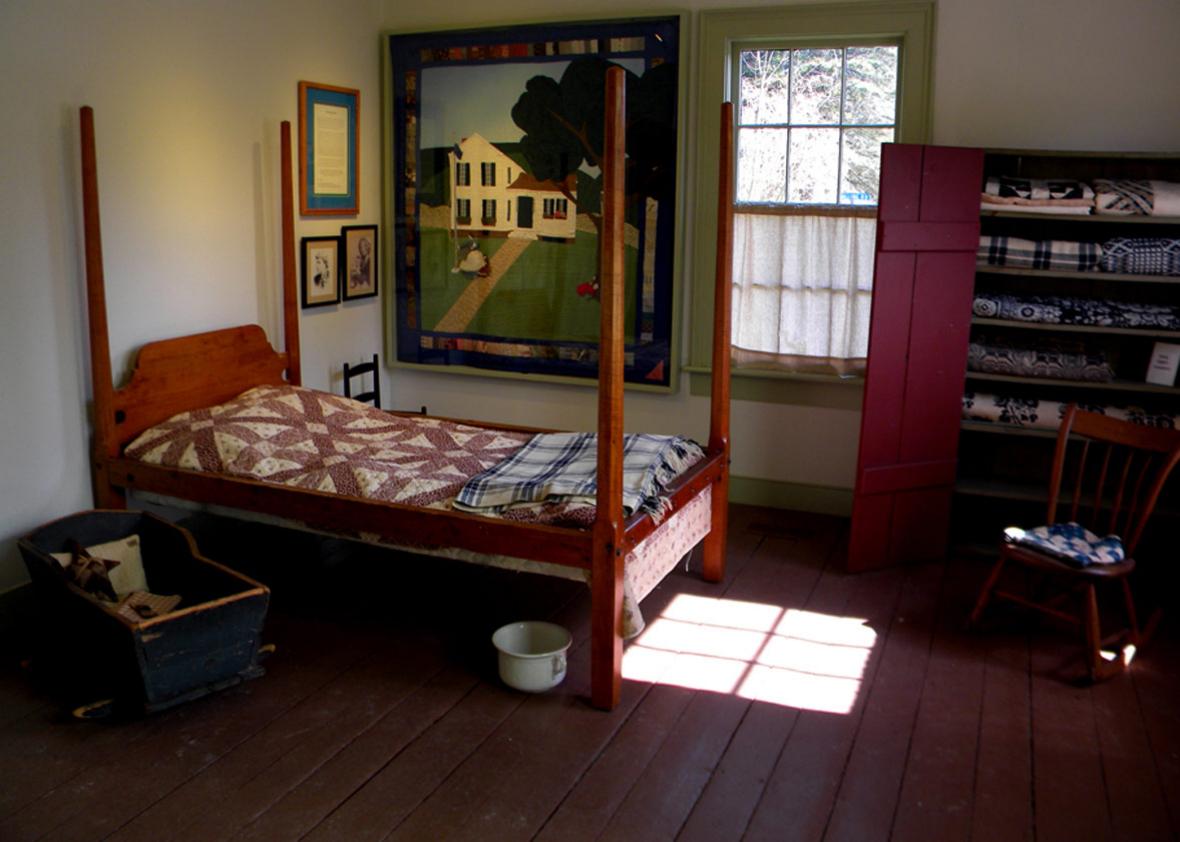 The birthing room inside the Susan B. Anthony Birthplace Museum.