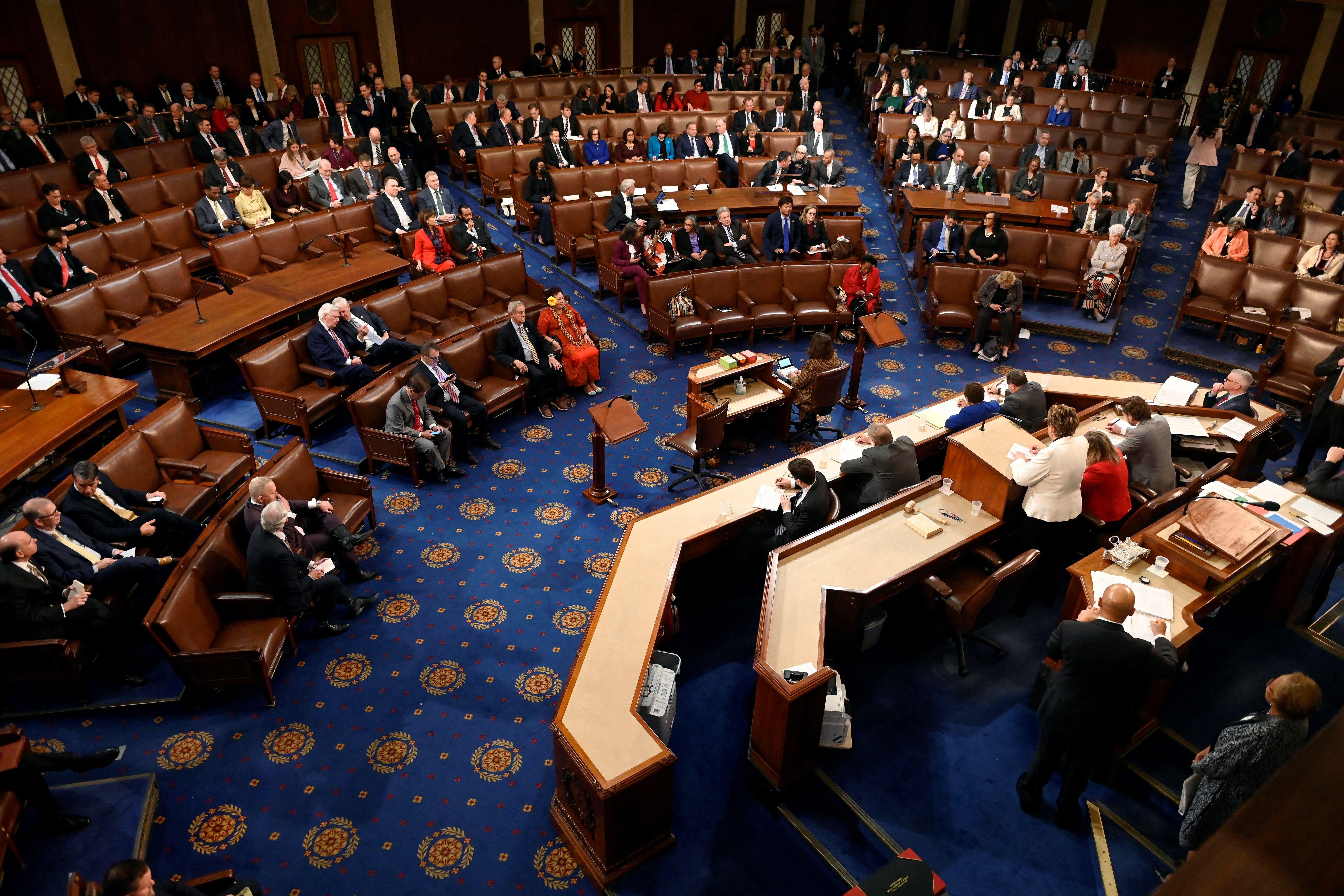 General view of the chamber of the US House of Representatives.