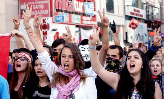 Peaceful protesters in Ankara, Turkey, June 4, 2013.