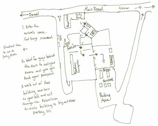 A hand-drawn map explaining the border terminal.