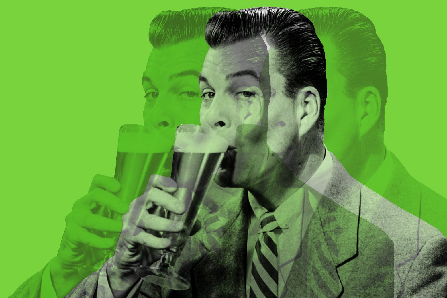 A man drinks a beer.