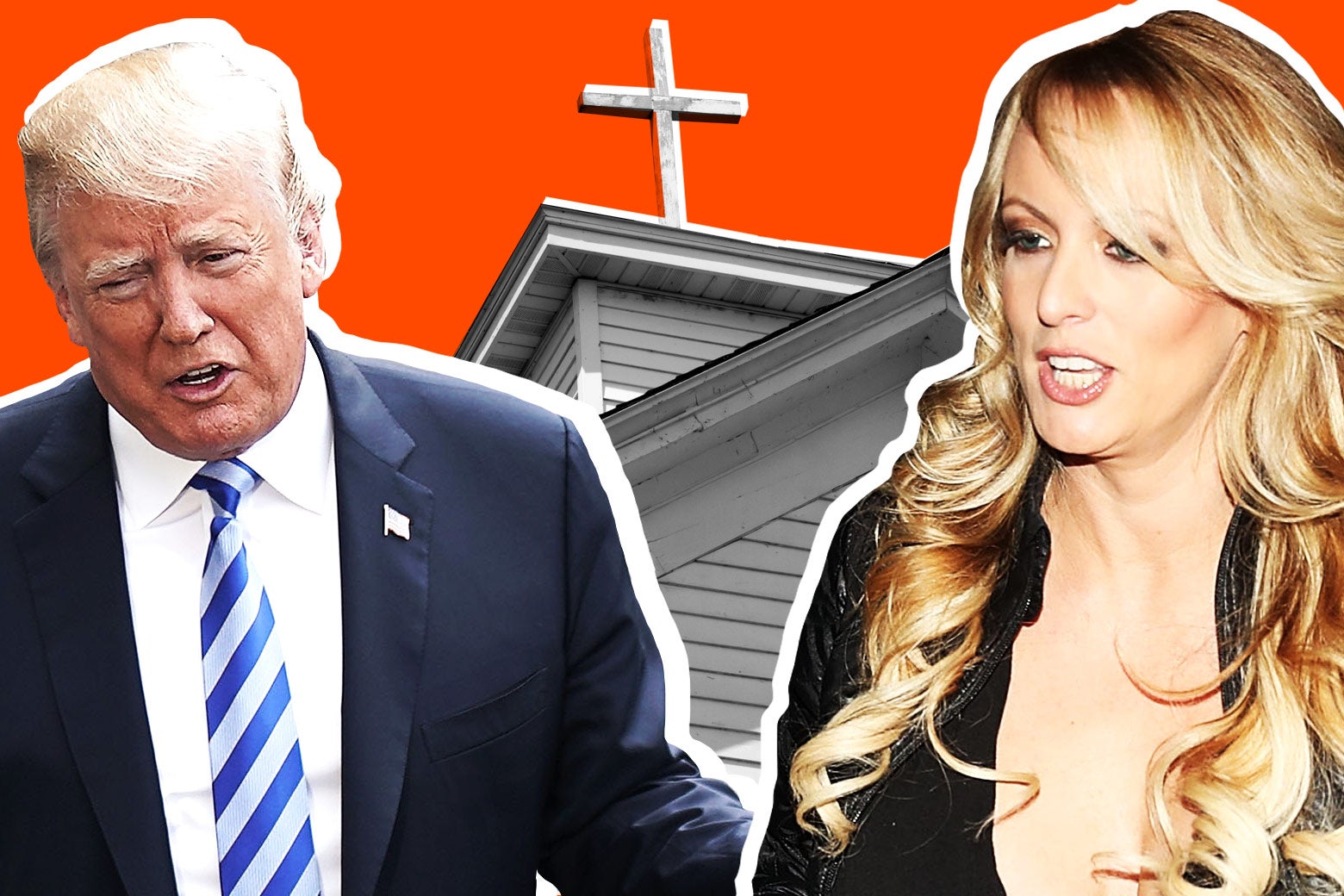 Donald Trump, Stormy Daniels, and a church.