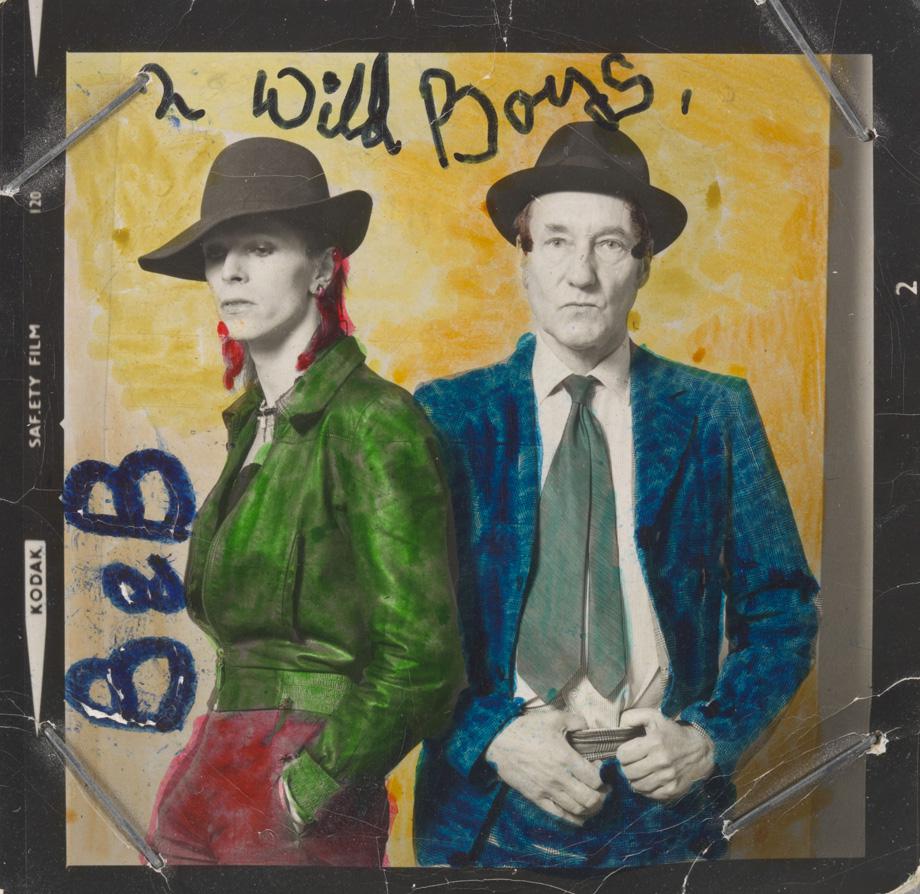 David Bowie with William S. Burroughs, February 1974 with colour by David Bowie.
