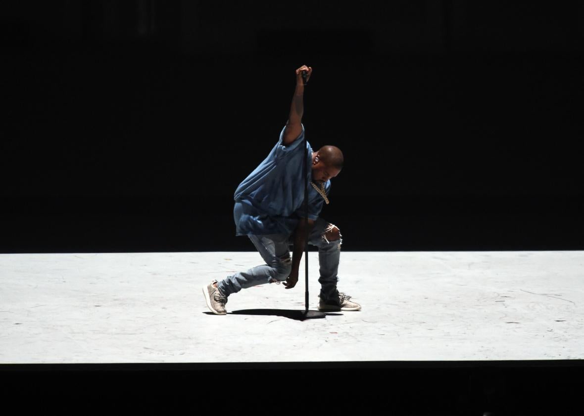 Kanye West performs during the closing ceremony for the 2015 Pan American Games in Toronto, Canada.