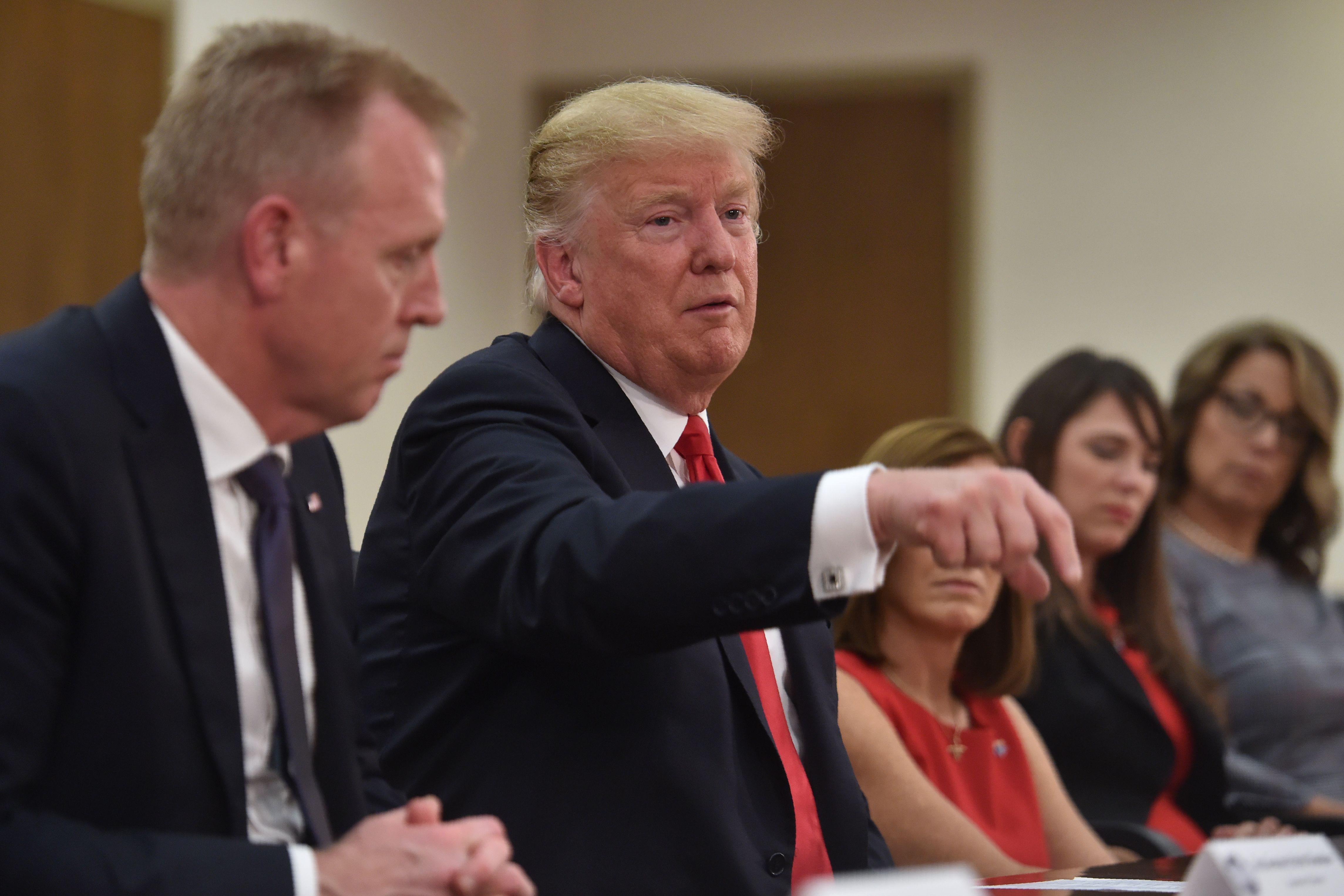 President Donald Trump speaks during a defense roundtable at Luke Air Force Base in Phoenix , Arizona on October 19, 2018.