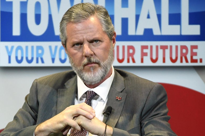 LAS VEGAS, NEVADA - MARCH 05:  Liberty University President Jerry Falwell Jr. participates in a town hall meeting on the opioid crisis as part of first lady Melania the first lady's "Be Best" initiative at the Westgate Las Vegas Resort & Casino on March 5, 2019 in Las Vegas, Nevada. The town hall is the final stop of the first lady's three-state tour promoting her platform that highlights children's well-being, cyberbullying and opioid abuse.  (Photo by Ethan Miller/Getty Images)