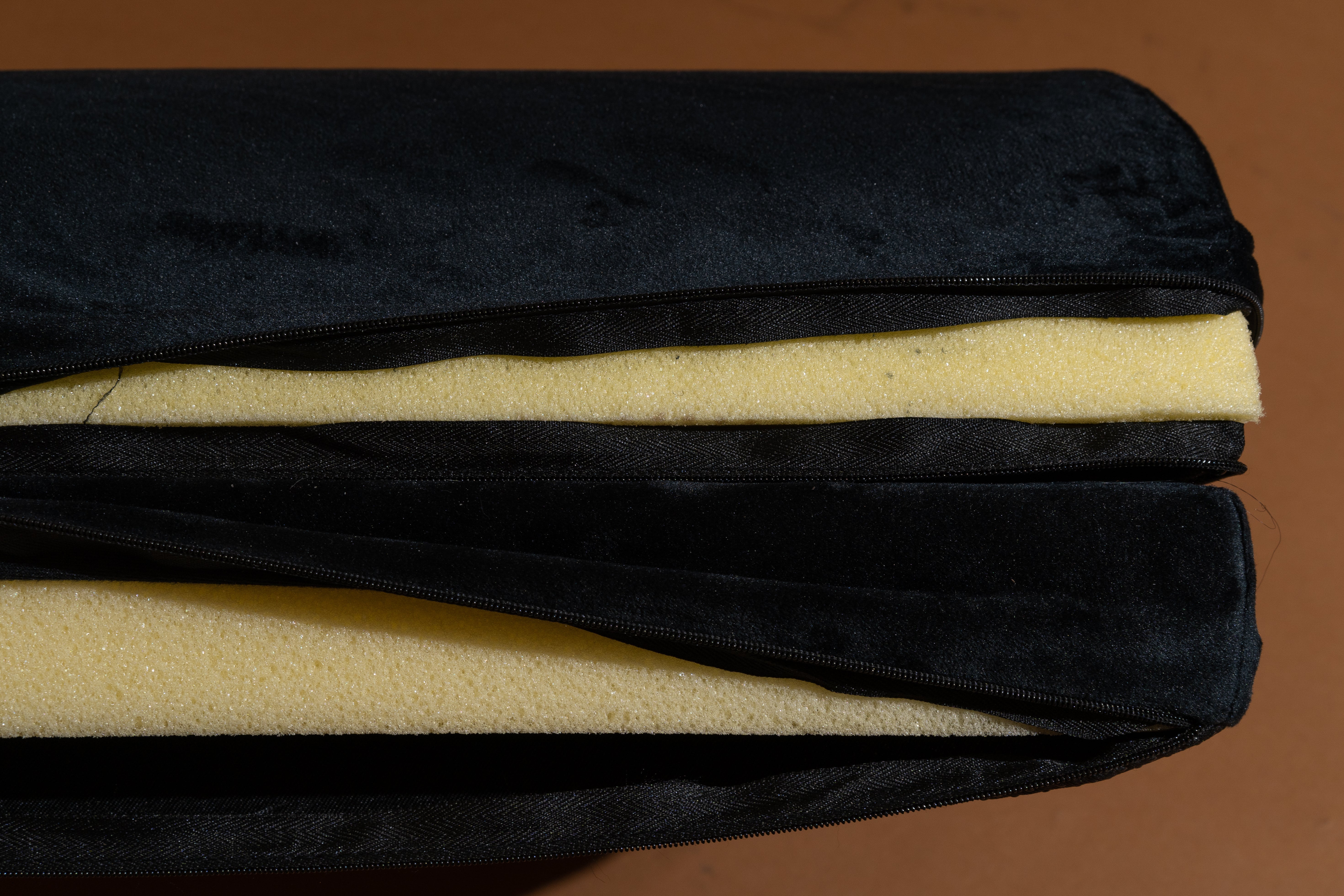 The ErgoFoam with the cover exposing some foam.