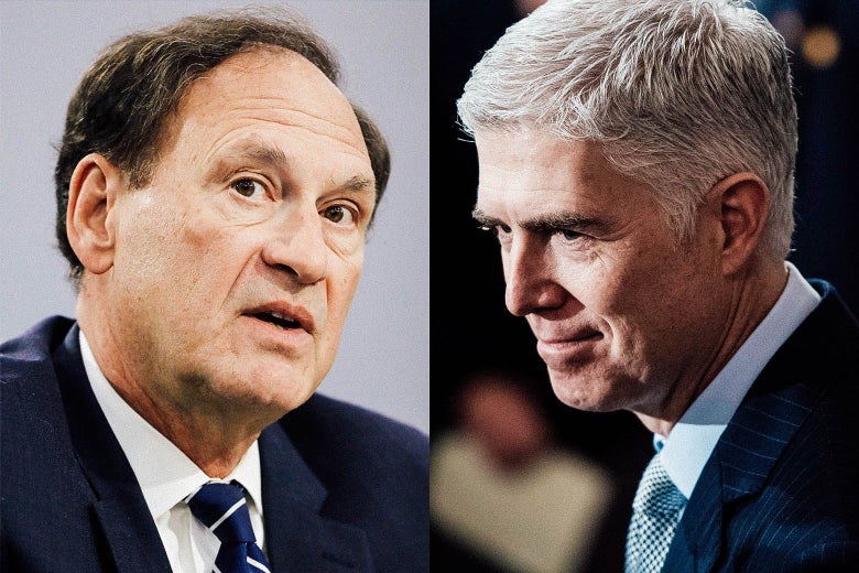 Diptych of Samuel Alito and Neil Gorsuch.