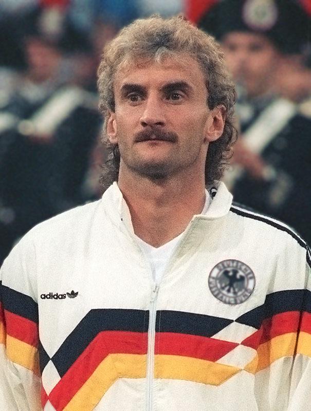 West German forward Rudi Völler in Rome at the World Cup final against Argentina, July 1990.