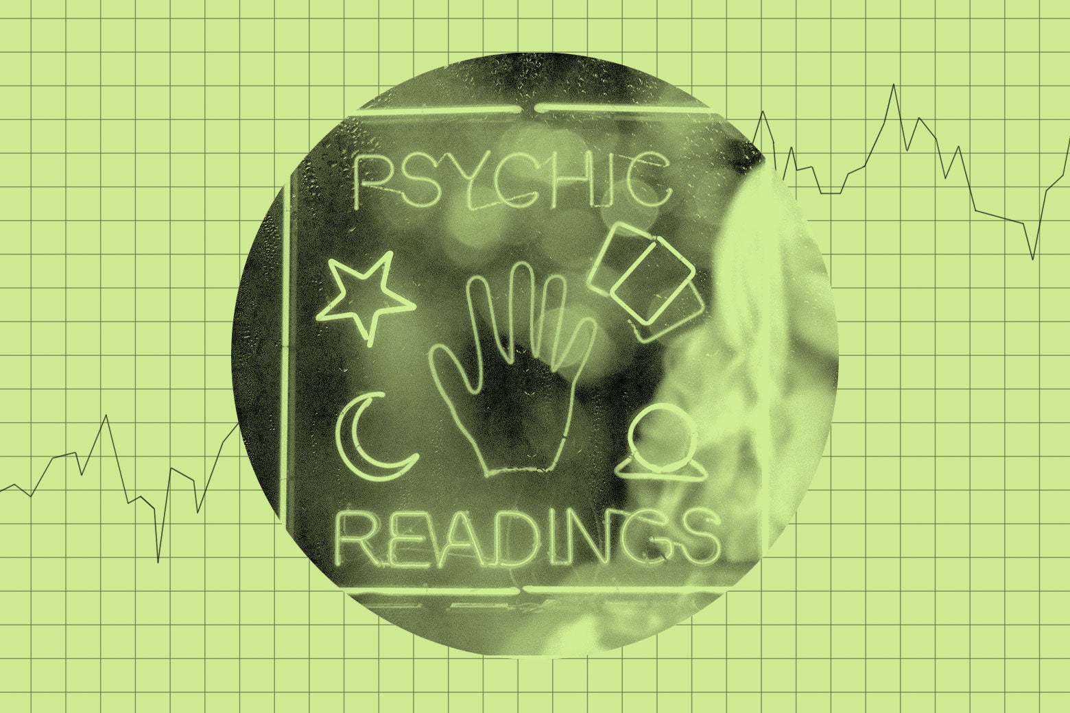Neon sign that says psychic readings.