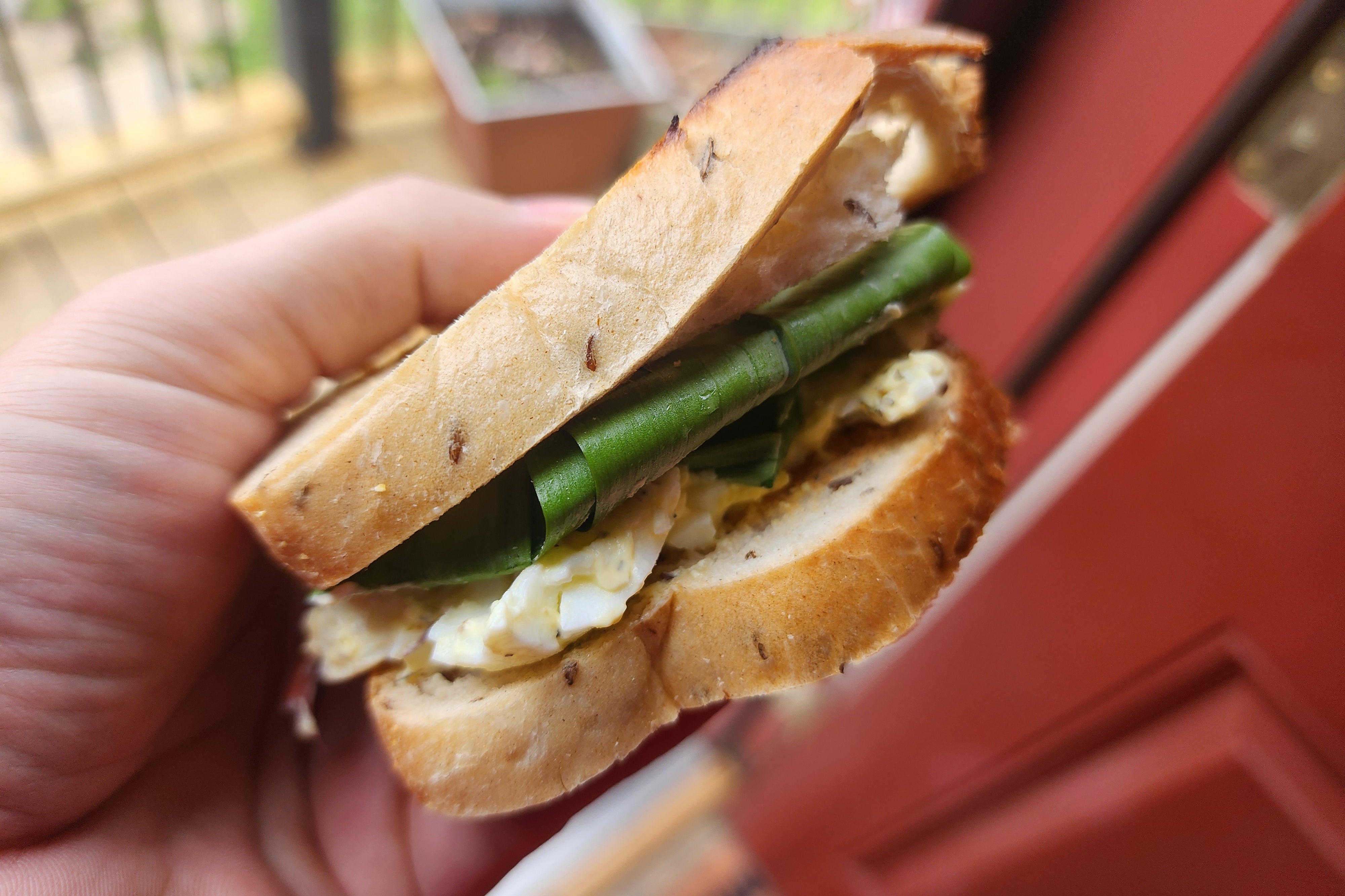 Ramp and eggs in a sandwich.