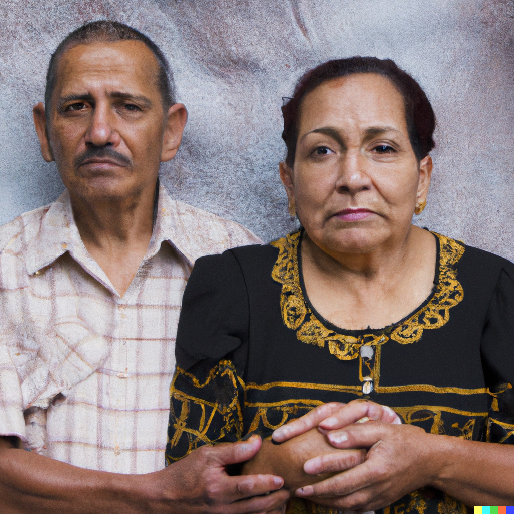 A brown couple, holding hands.