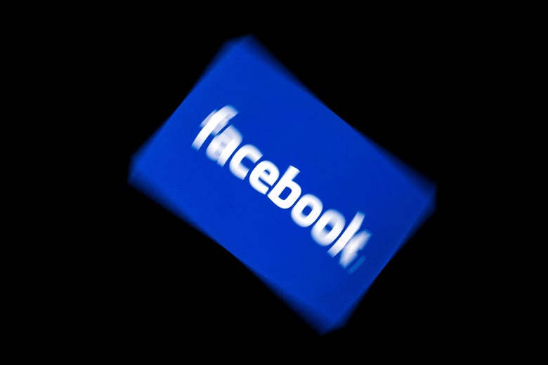 Facebook logo displayed on a tablet.