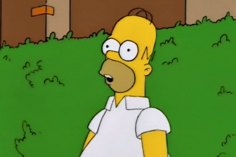 GIF of Homer sending the Homer backing into a bush GIF on The Simpsons