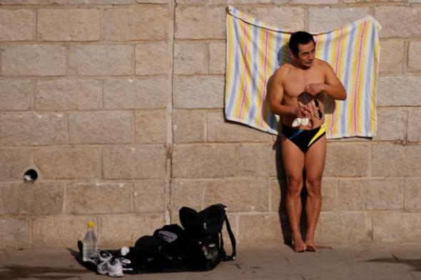 Men store wearing speedos