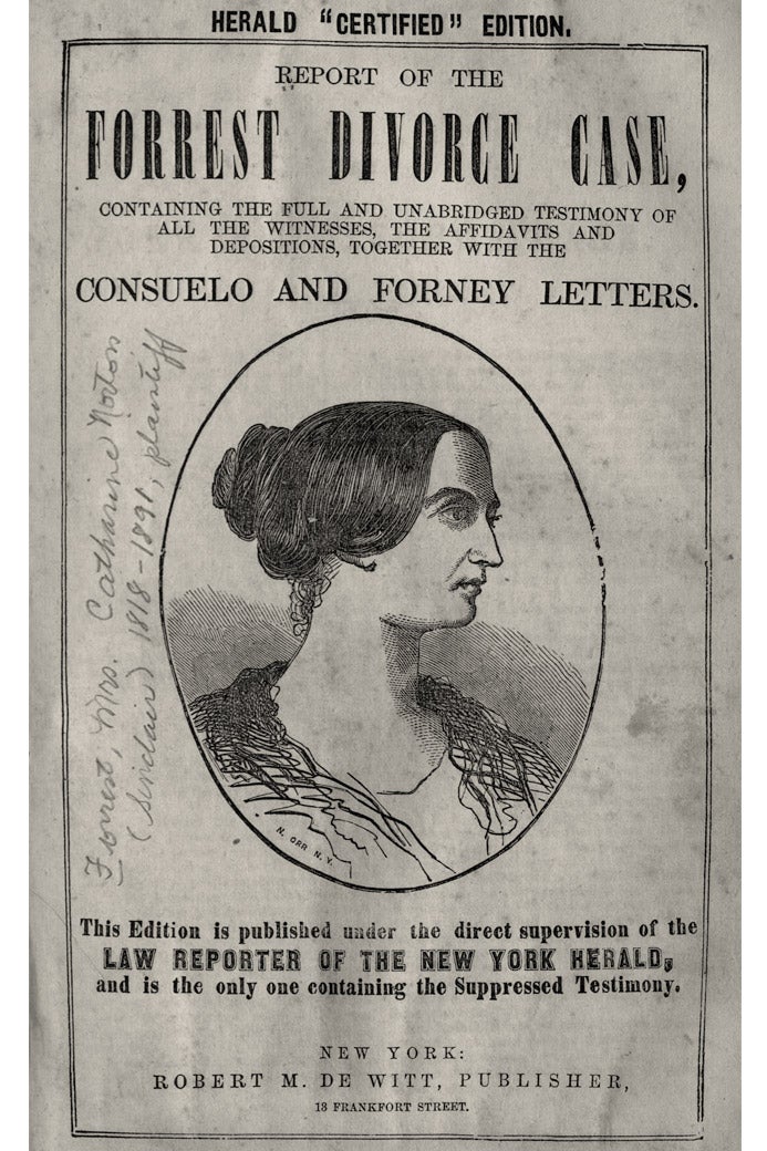 Cover of a pamphlet containing the Consuelo and Forney letters from the trial
