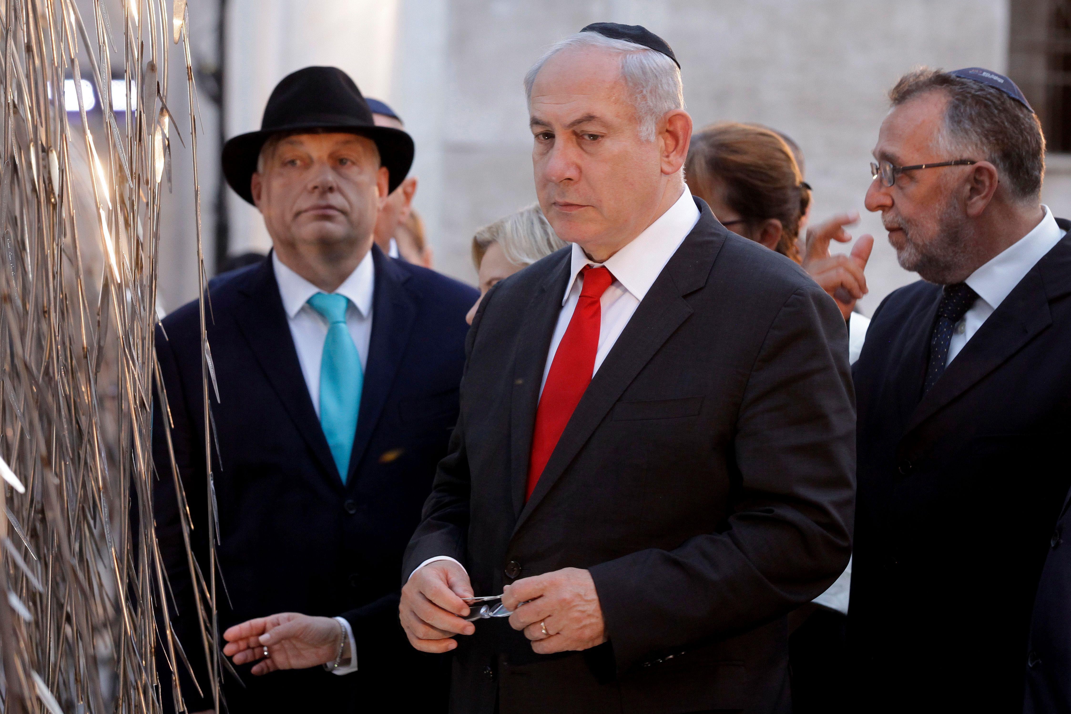 Netanyahu, Orbán, and others paying their respects.