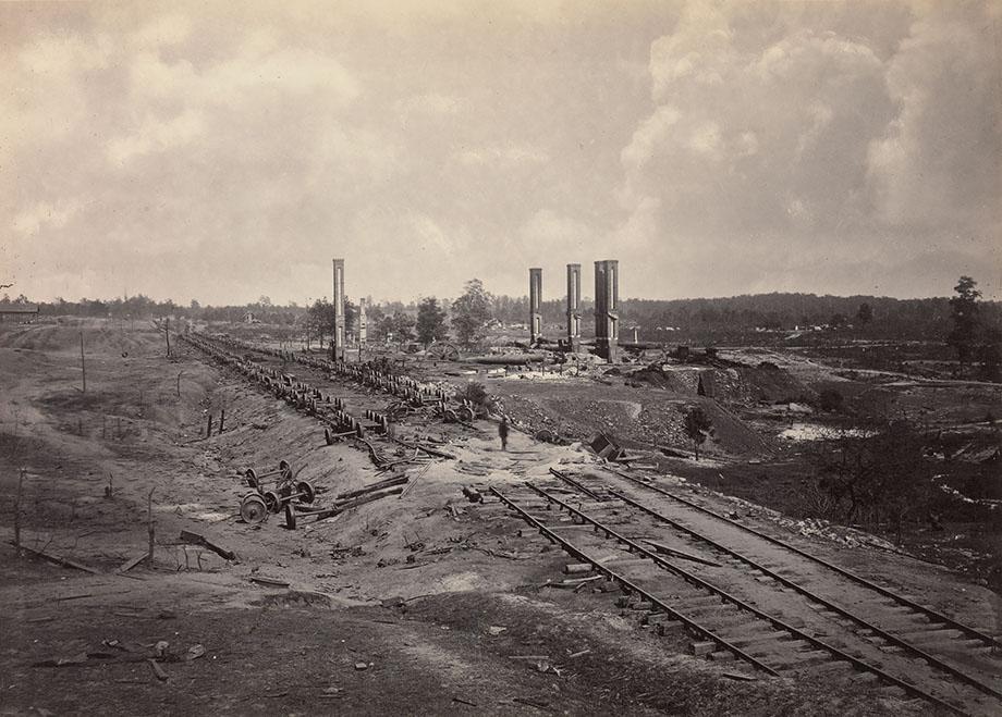 Destruction of Hood’s Ordnance Train,1864. Albumen silver print