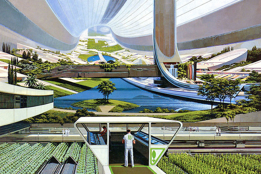 A futuristic megacity farmscape.
