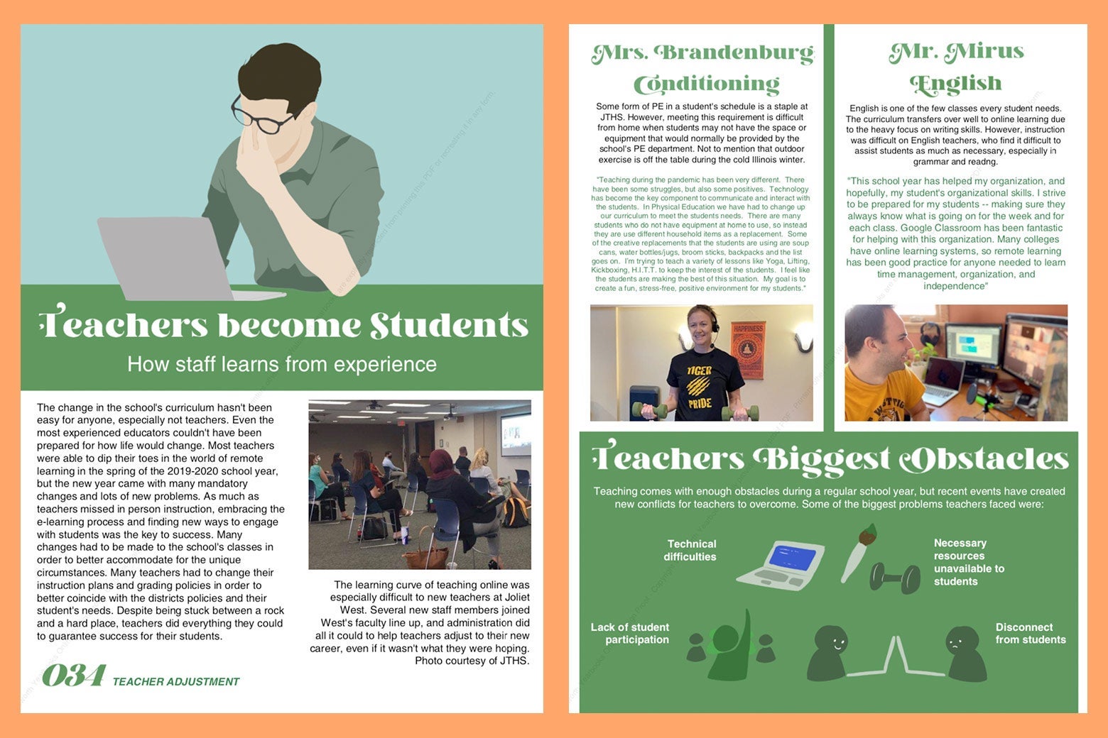 A spread about teachers switching to Zoom. 