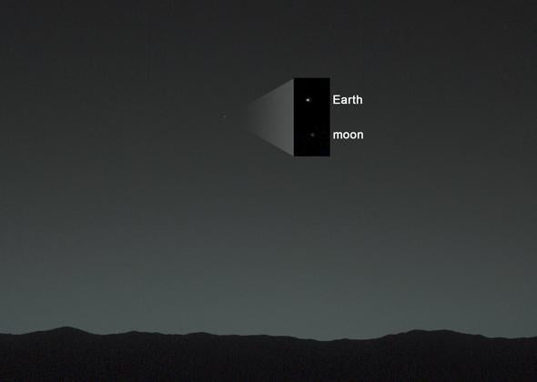 zoom of Earth and Moon from Mars