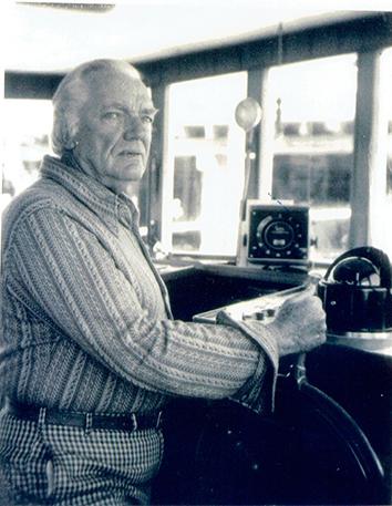 Scott O'Dell at the helm, 1972. 