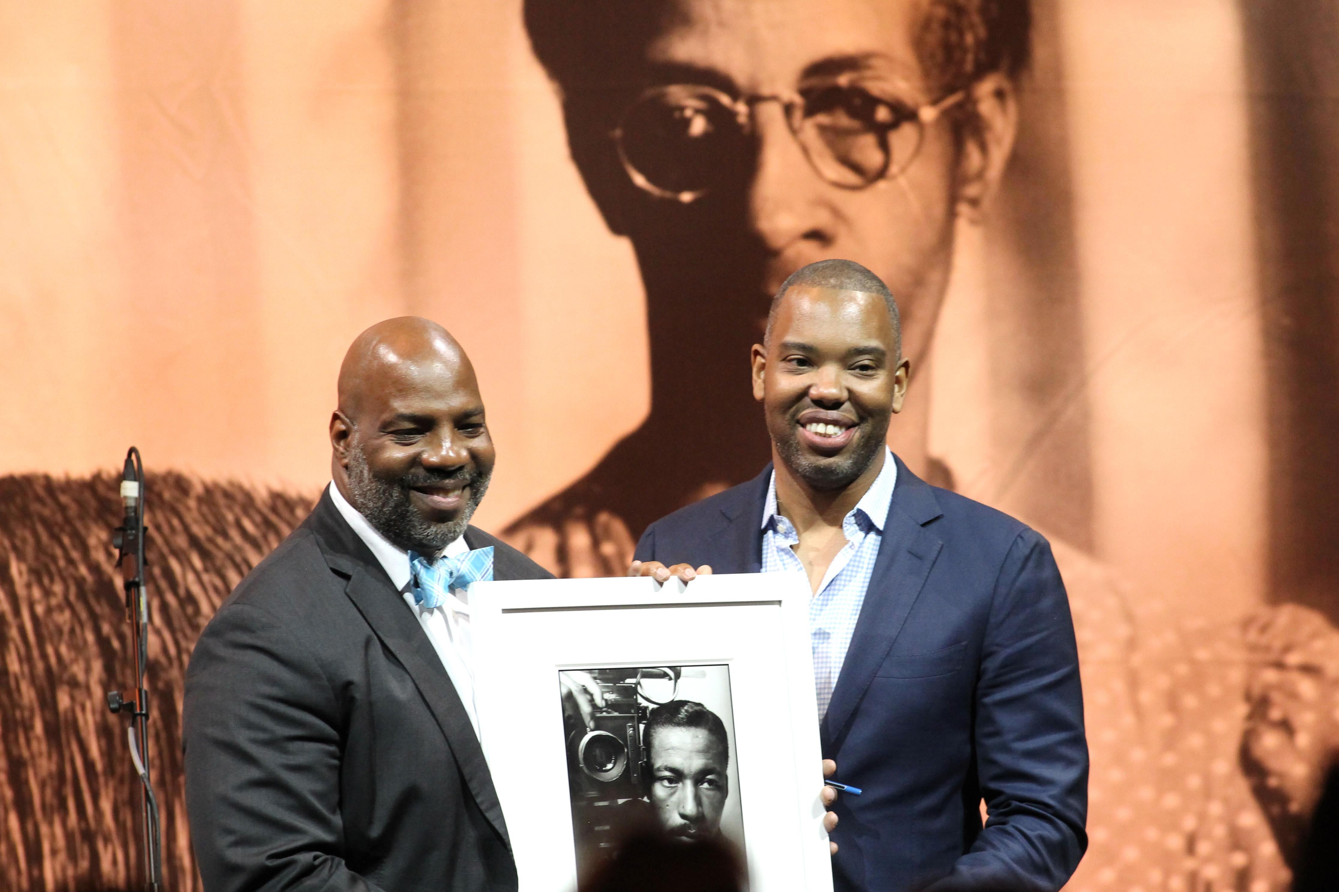 Journalist, presenter Jelani Cobb presents Honoree, Author Ta-Nehisi Coates on stage at Gordon Parks Foundation: 2018 Awards Dinner & Auction at Cipriani 42nd Street on May 22, 2018 in New York City.  (Photo by Bennett Raglin/Getty Images for Gordon Parks Foundation)
