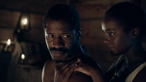 Nate Parker and Aja Naomi King in The Birth of a Nation.